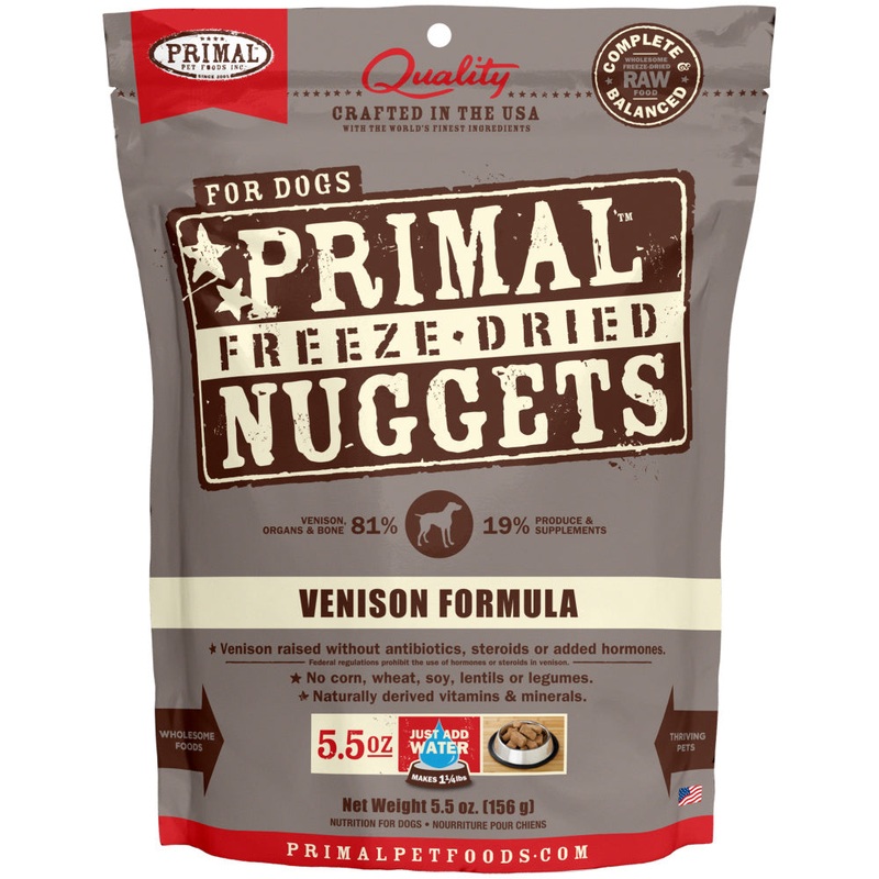 Primal Venison Nuggets Grain-Free Raw Freeze-Dried Dog Food