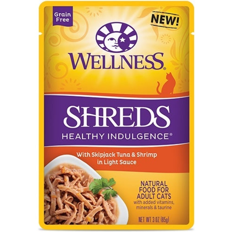 Wellness Healthy Indulgence Natural Grain Free Shreds with Tuna and Shrimp in Light Sauce Cat Food Pouch