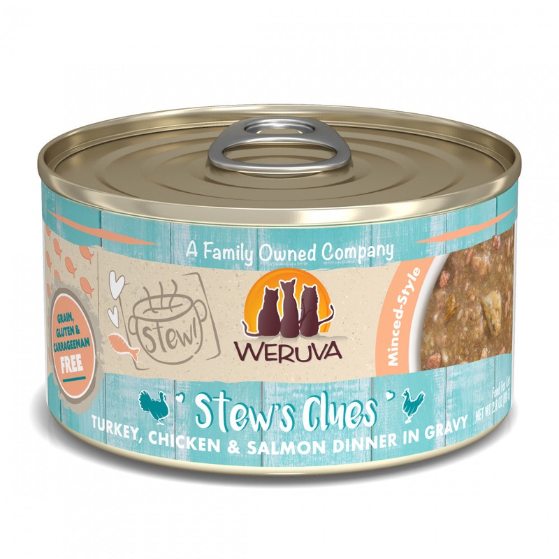 Weruva Classic Cat Stews! Stew’s Clues with Turkey Chicken & Salmon in Gravy Canned Cat Food