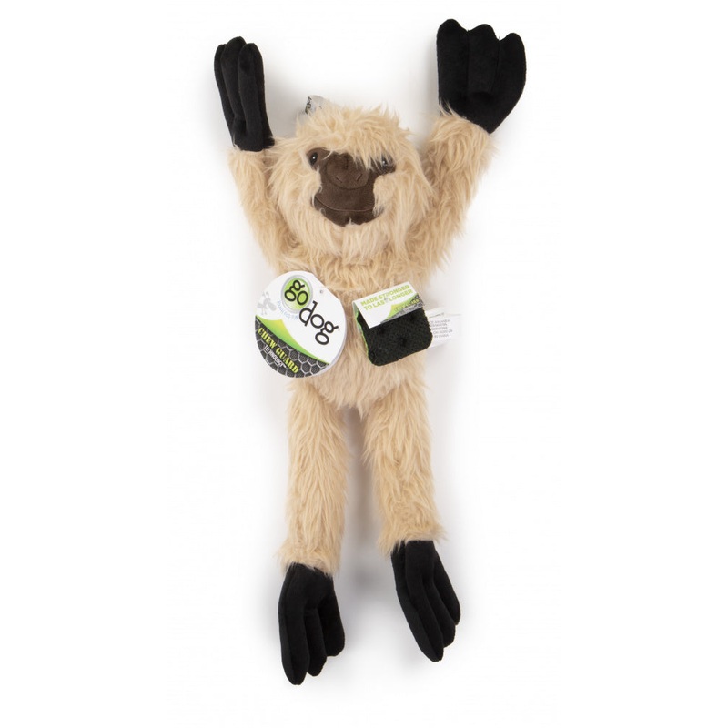 Go Dog Crazy Tugs Sloths with Chew Guard Technology Durable Plush Squeaker Dog Toy Tan
