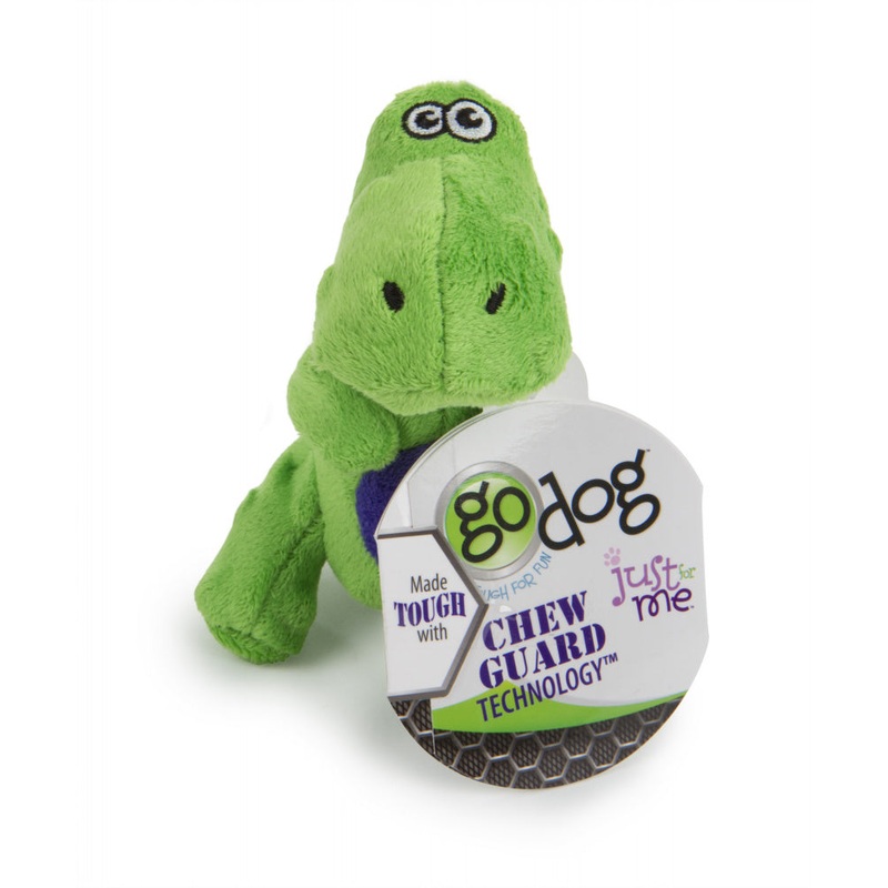 Go Dog Dinos TRex with Chew Guard Technology Durable Plush Squeaker Dog Toy Green Mini Just for Me