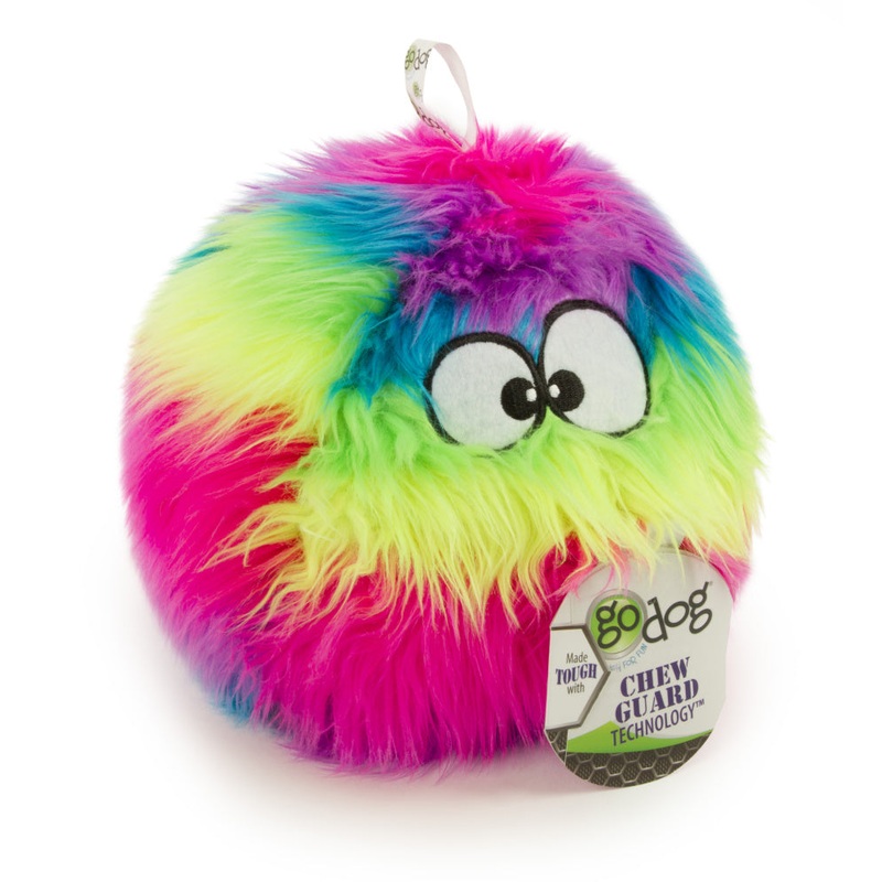 Go Dog Furballz with Chew Guard Technology Durable Plush Squeaker Dog Toy Rainbow