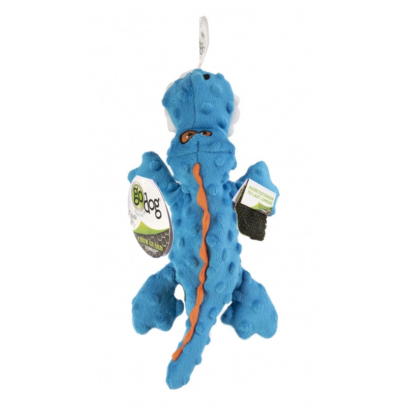 Go Dog Gators with Chew Guard Technology Durable Plush Squeaker Dog Toy Blue