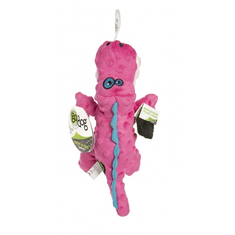 Go Dog Gators with Chew Guard Technology Durable Plush Squeaker Dog Toy Pink