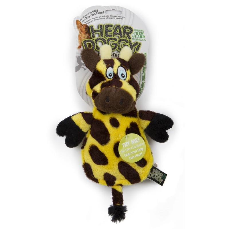 Go Dog Hear Doggy Flattie Giraffe With Chew Guard Technology And Silent Squeak Technology Plush Dog Toy