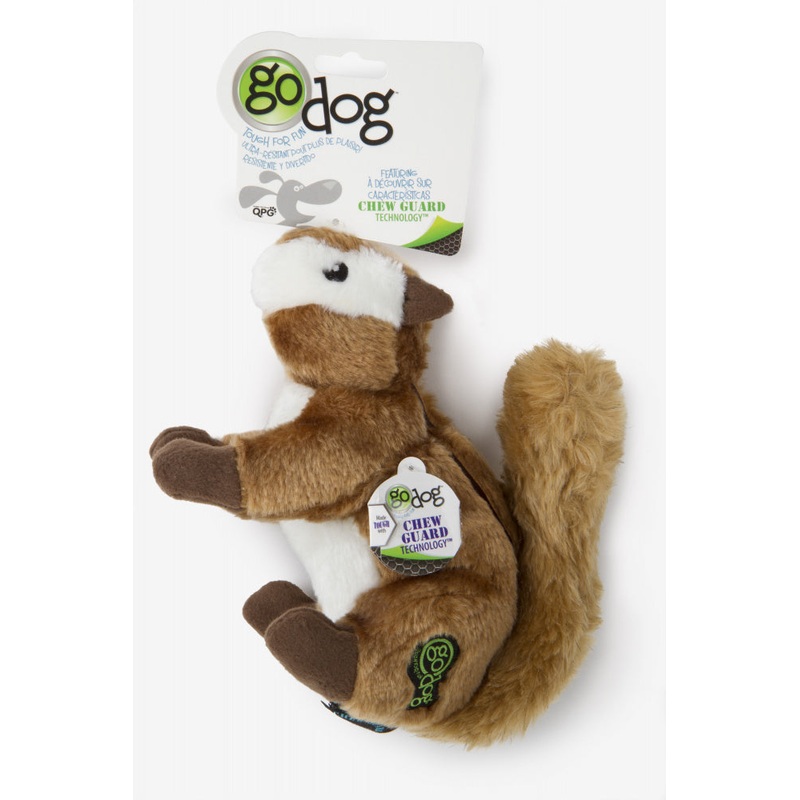 Go Dog Wildlife Chipmunk with Chew Guard Technology Durable Plush Squeaker Dog Toy
