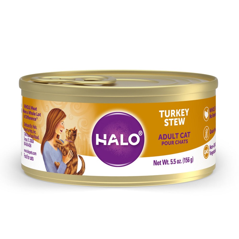 Halo Adult Grain-Free Turkey Recipe in Broth Soft Pate Wet Cat Food
