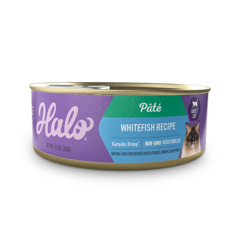 Halo Grain Free Indoor Cat Whitefish Pate Canned Cat Food