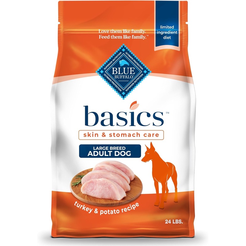 Blue Buffalo Basics Skin & Stomach Care Turkey & Potato Recipe Large Breed Adult Dry Dog Food, 24-lb bag