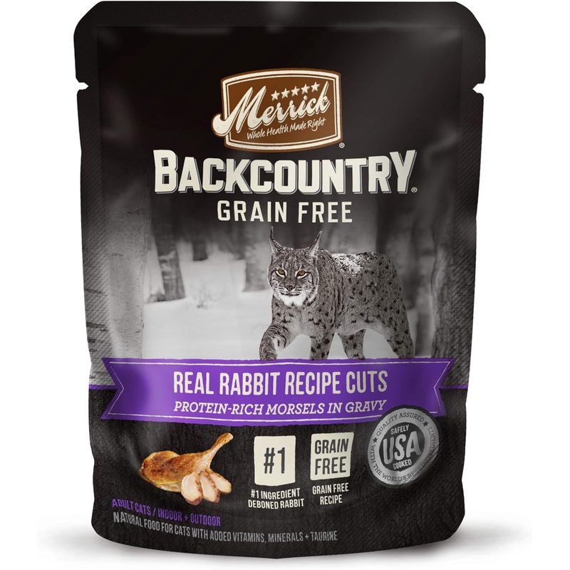 Merrick Backcountry Grain-Free Morsels in Gravy Real Rabbit Recipe Cuts Cat Food Pouches