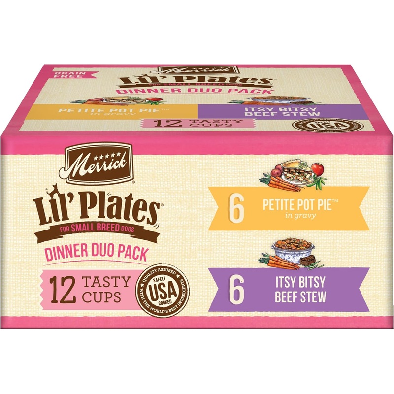 Merrick Lil Plates Dinner Duos Itsy Bitsy Beef Stew & Petite Pot Pie Variety Pack Grain-Free Wet Dog Food