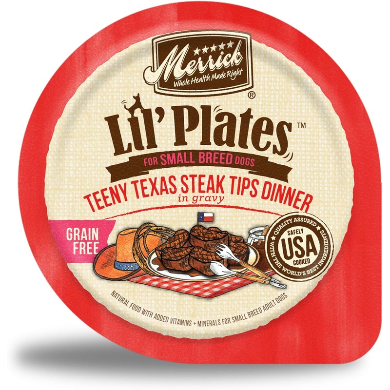 Merrick Lil’ Plates Grain-Free Small Breed Wet Dog Food Teeny Texas Steak Tips Dinner
