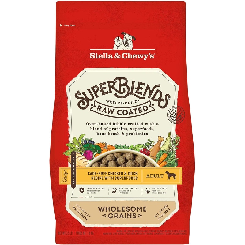 Stella & Chewy’s SuperBlends Raw Coated Wholesome Grains Cage-Free Chicken & Duck Recipe with Superfoods Dry Dog Food