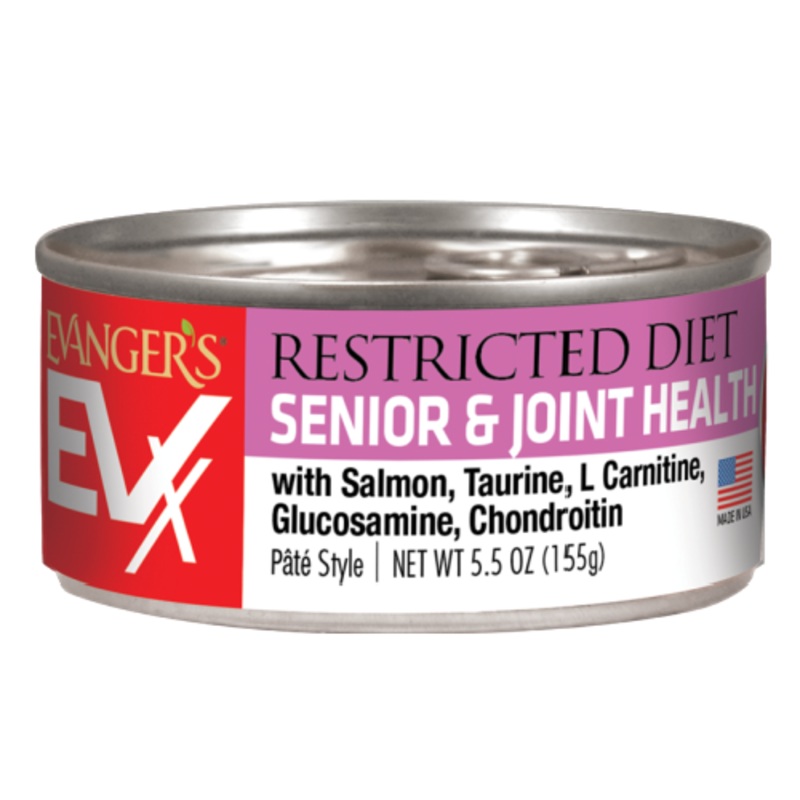 Evanger’s EVx Restricted Diet Senior & Joint Health Wet Cat Food Salmon, 5.5 oz 24 cans