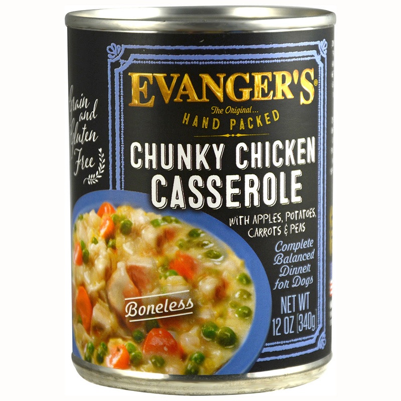 Evanger’s Grain-Free Hand Packed Chunky Chicken Casserole Dinner Canned Dog Food, 12 x 12 oz cans