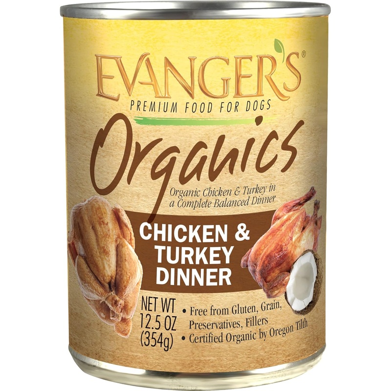 Evanger’s Organics Chicken & Turkey Grain-Free Canned Dog Food 12-12.5 oz