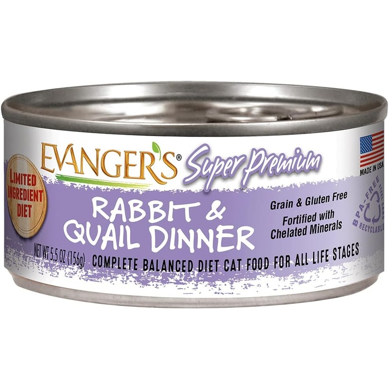 Evanger’s Super Premium Rabbit & Quail Dinner Grain-Free Canned Cat Food