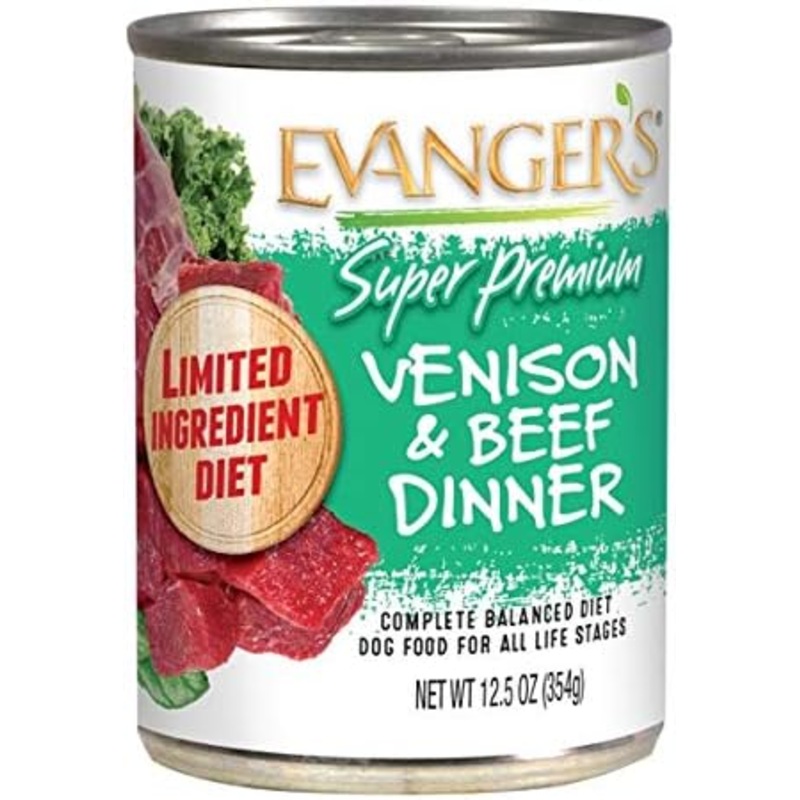 Evanger’s Venison & Beef Dinner Grain-Free Canned Dog Food, 12.8-oz, case of 12