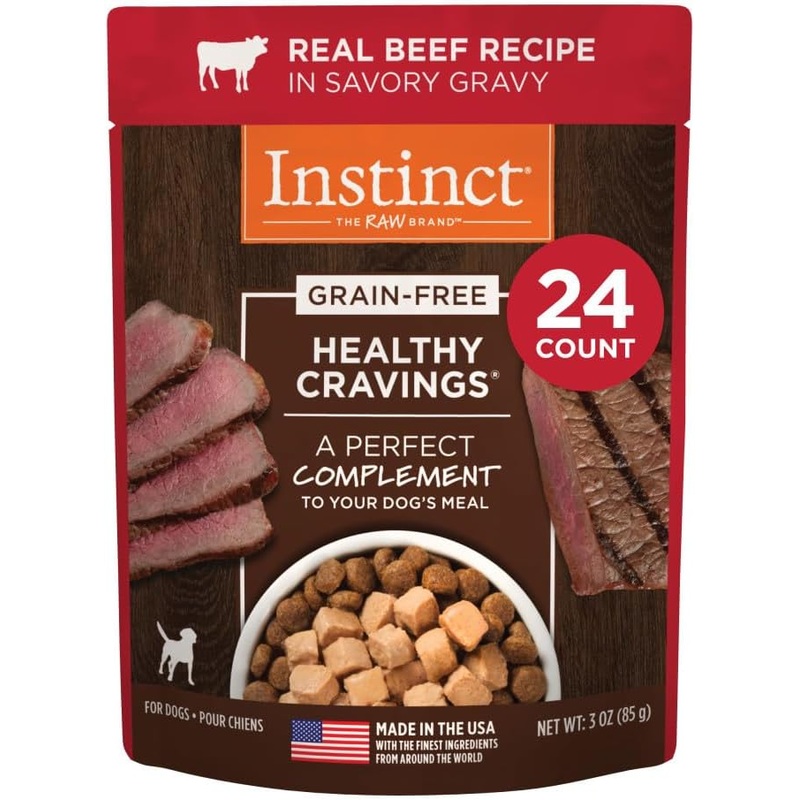Instinct Healthy Cravings Real Beef Recipe in Savory Gravy Grain-Free Wet Dog Food Topper, 3 Oz (Pack of 24)