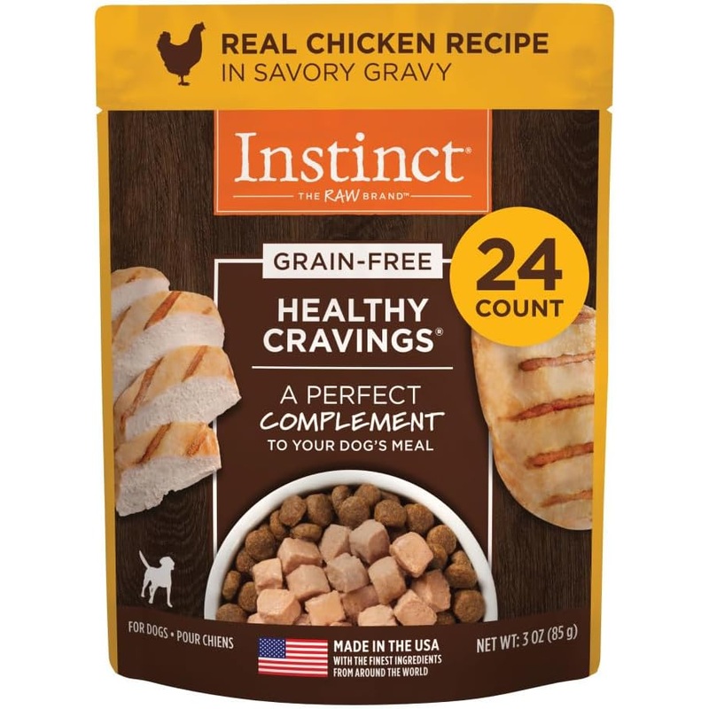 Instinct Healthy Cravings Real Chicken Recipe in Savory Gravy Grain-Free Wet Dog Food Topper, 3 oz. Pouches (Case of 24)