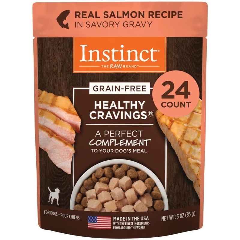Instinct Healthy Cravings Real Salmon Recipe in Savory Gravy Grain-Free Wet Dog Food Topper,  3 Ounce (Pack of 24)