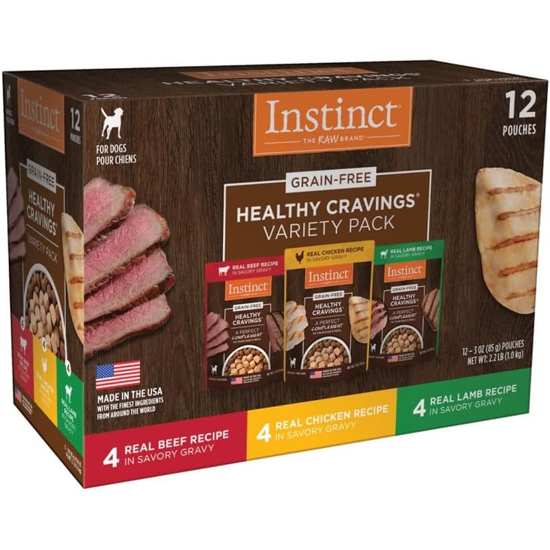 Instinct Healthy Cravings Variety Pack Grain-Free Wet Dog Food Topper, 3-oz pouch, case of 12