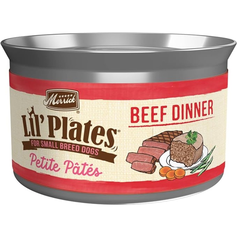 Merrick Lil Plates Petite Pates Adult Grain-Free Beef Dinner Wet Dog Food 3-oz can, case of 24