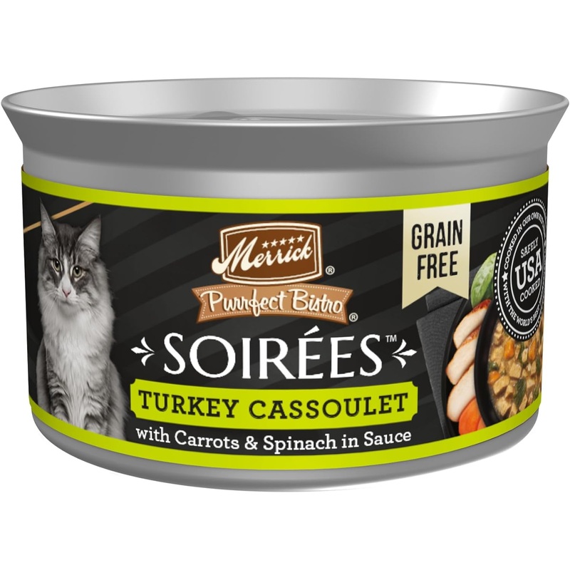 Merrick Purrfect Bistro Soirees Turkey Cassoulet Chunky Gravy Grain-Free Wet Cat Food, 2.75-oz can, case of 24