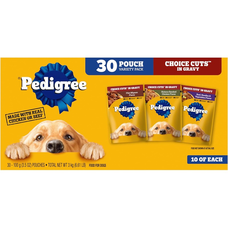 Pedigree Choice Cuts in Gravy Variety Pack Adult Wet Dog Food, 3.5-oz pouch, case of 30