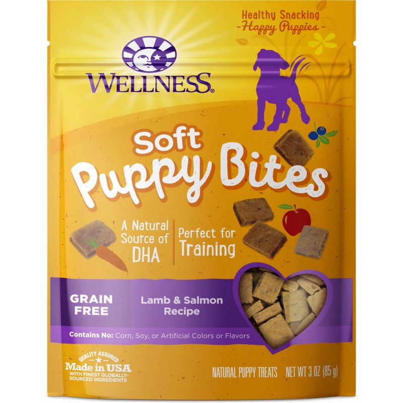 Wellness Soft Puppy Bites Lamb & Salmon Grain-Free Dog Treats.