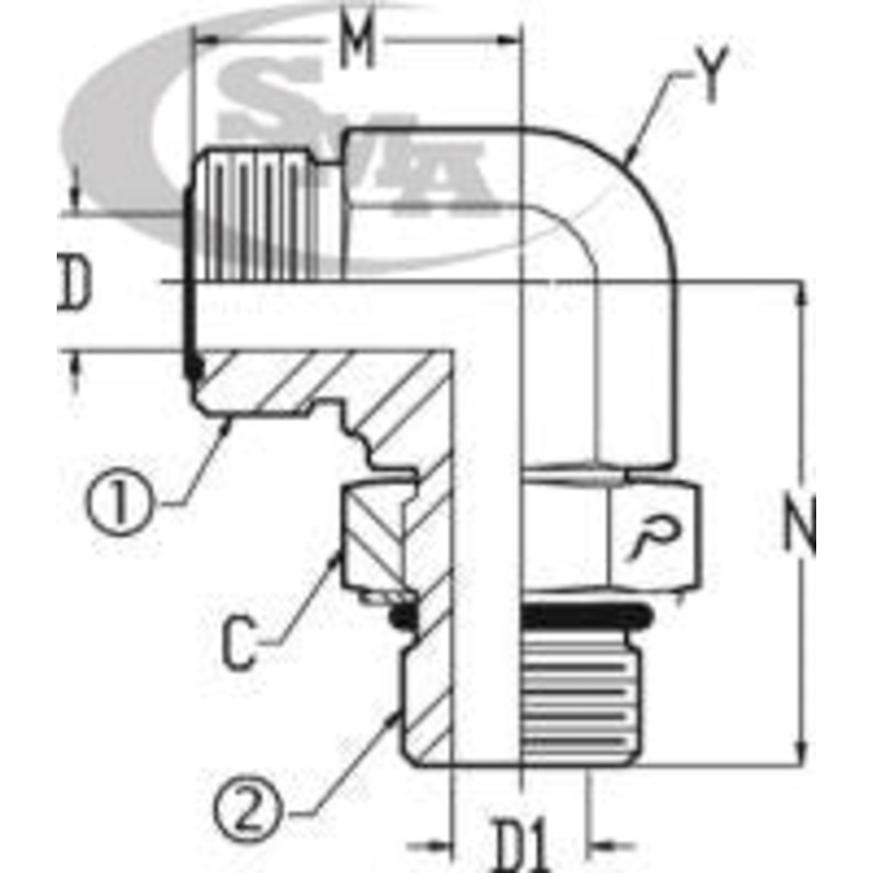 1/4 MALE OFS X 1/4 MALE O-RING BOSS 90 DEG; – STRAIGHT THREAD ELBOW – STEEL