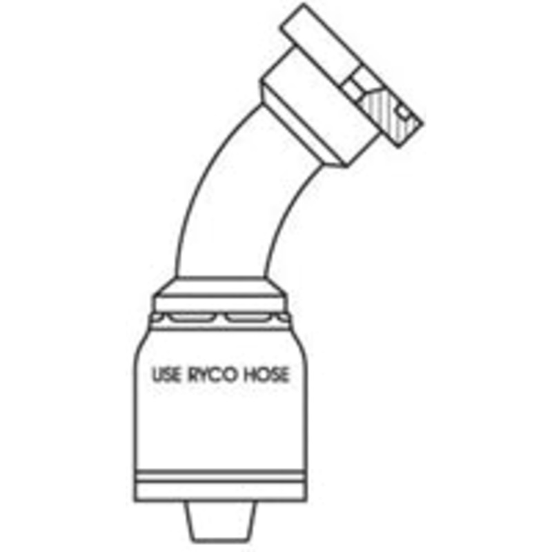 CODE 61 FLANGE 45 DEGREE BEND WITH 1 INCH THREAD FOR 1 INCH HOSE