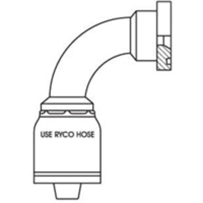 CODE 61 FLANGE 90 DEGREE BEND WITH 3/4 INCH THREAD FOR 1/2 INCH HOSE