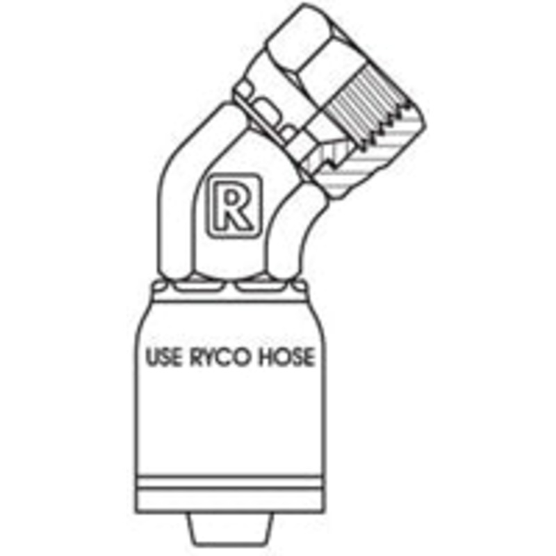 JIC FEMALE 45 DEGREE BEND FORGED WITH 1-1/16 INCH THREAD FOR 3/4 INCH HOSE