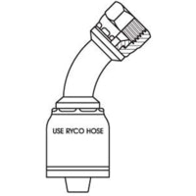 JIC FEMALE 45 DEGREE BEND WITH 1-5/16 INCH THREAD FOR 3/4 INCH HOSE