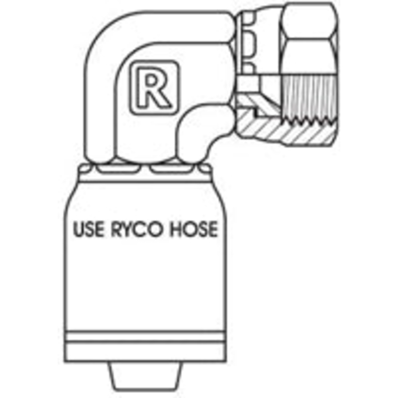 JIC FEMALE 90 DEGREE BEND FORGED WITH 9/16 INCH THREAD FOR 1/4 INCH HOSE