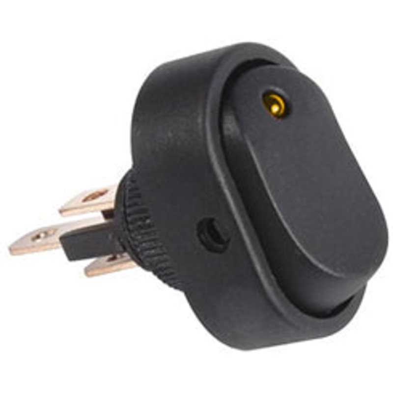 OVAL ROCKER WITH AMBER LED 16A 12V