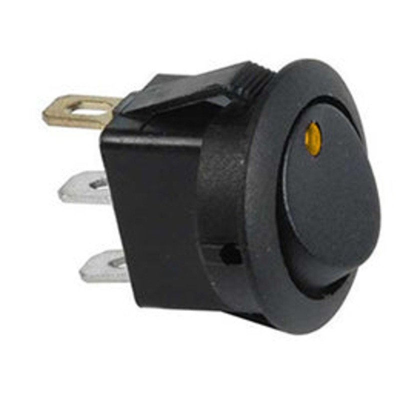 ROUND ROCKER WITH AMBER LED 10A 12V