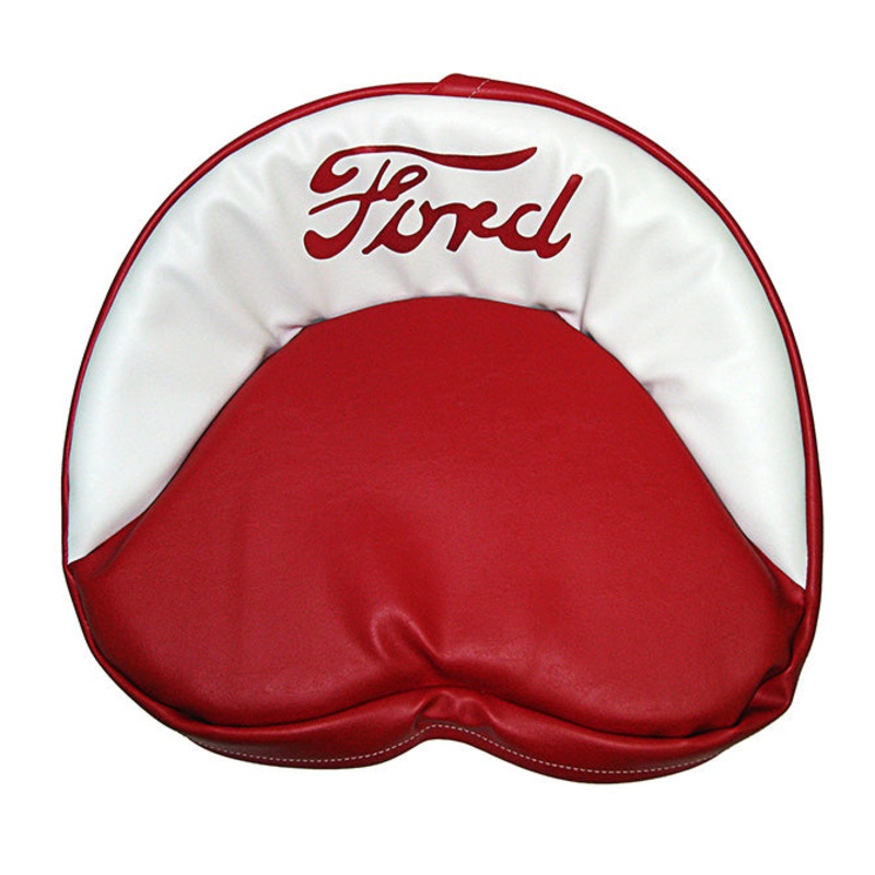 Tractor Pan Seat Cover Pad – Tie On, Ford Logo, Red and White