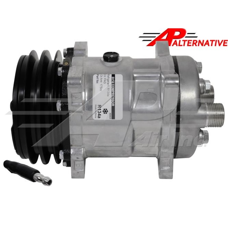 Sanden SD5H14, 5 1/4 2 Groove Clutch, Horizontal Tube O-Ring, 12 Volt for Case IH