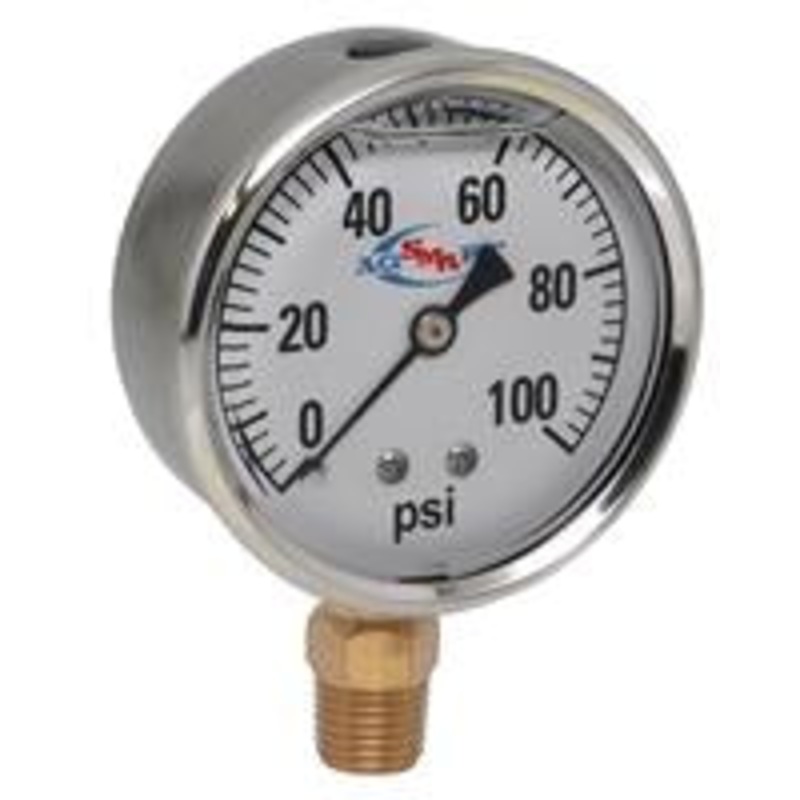 100 PSI LIQUID FILLED STAINLESS STEEL GAUGE 2-1/2 DIAMETER